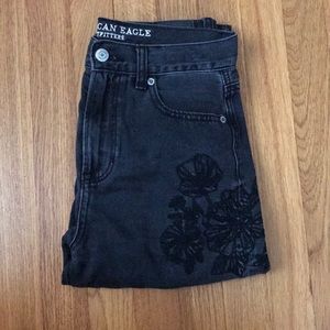 Black Embroidered American Eagle Mom Jeans
